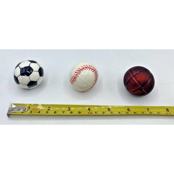 Basketball Baseball Soccer Ball Ornament Set Sports Games Athletic Holiday Decor - Picture 6 of 9